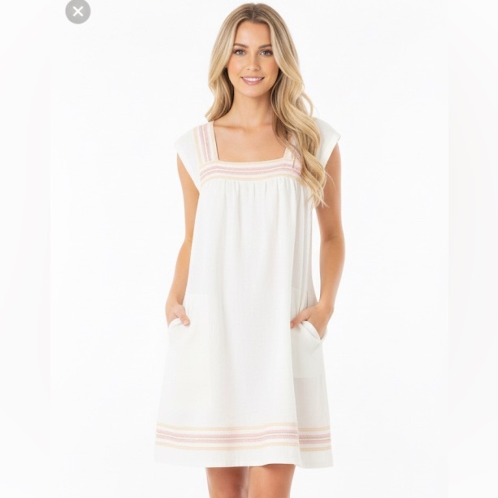 Faherty Hailee mini dress organic cotton with pockets size medium